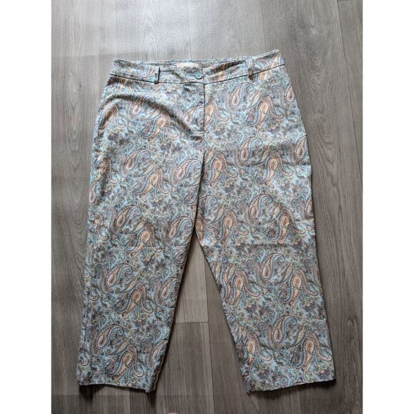 Talbots Womens Paisley Cropped Pants Size 14 Cotton Blend Multicolor - Picture 1 of 6